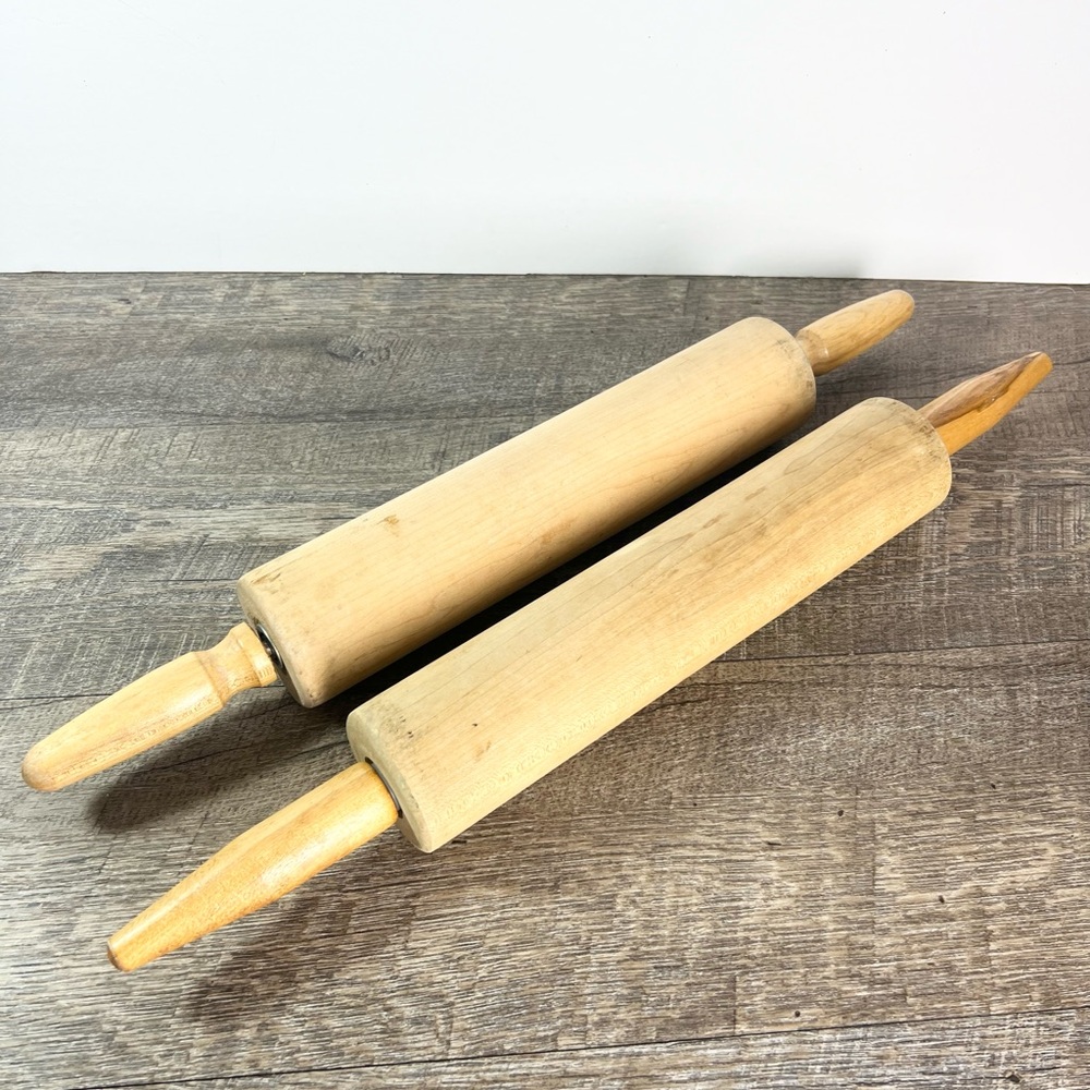 Two Vintage wooden‎ Rolling Pins farmhouse collect decor staging